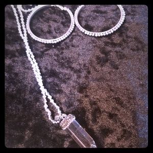 Silver Necklace with Hoop earrings